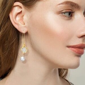 faux pearl threader earrings